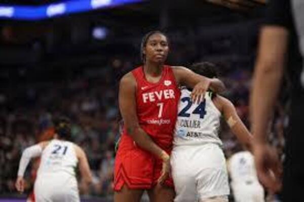 Indiana Fever player, Aliyah Boston, live in action.