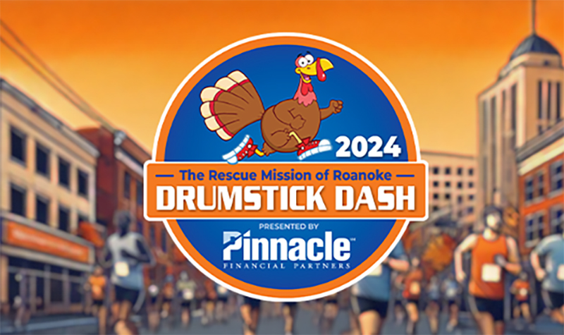 The logo for the Drumstick Dash in Roanoke, VA held on Thanksgiving morning 