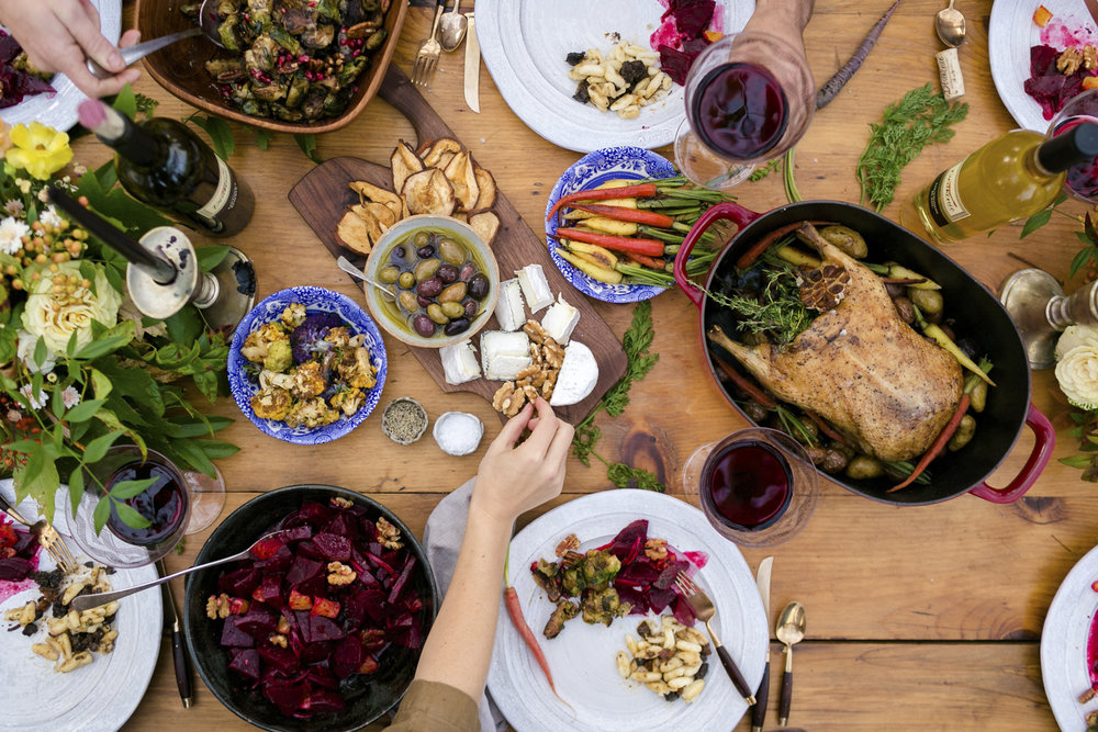 A variety of foods are offered on Thanksgiving day!