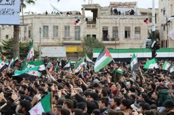 Syrian people celebrating their freedom 